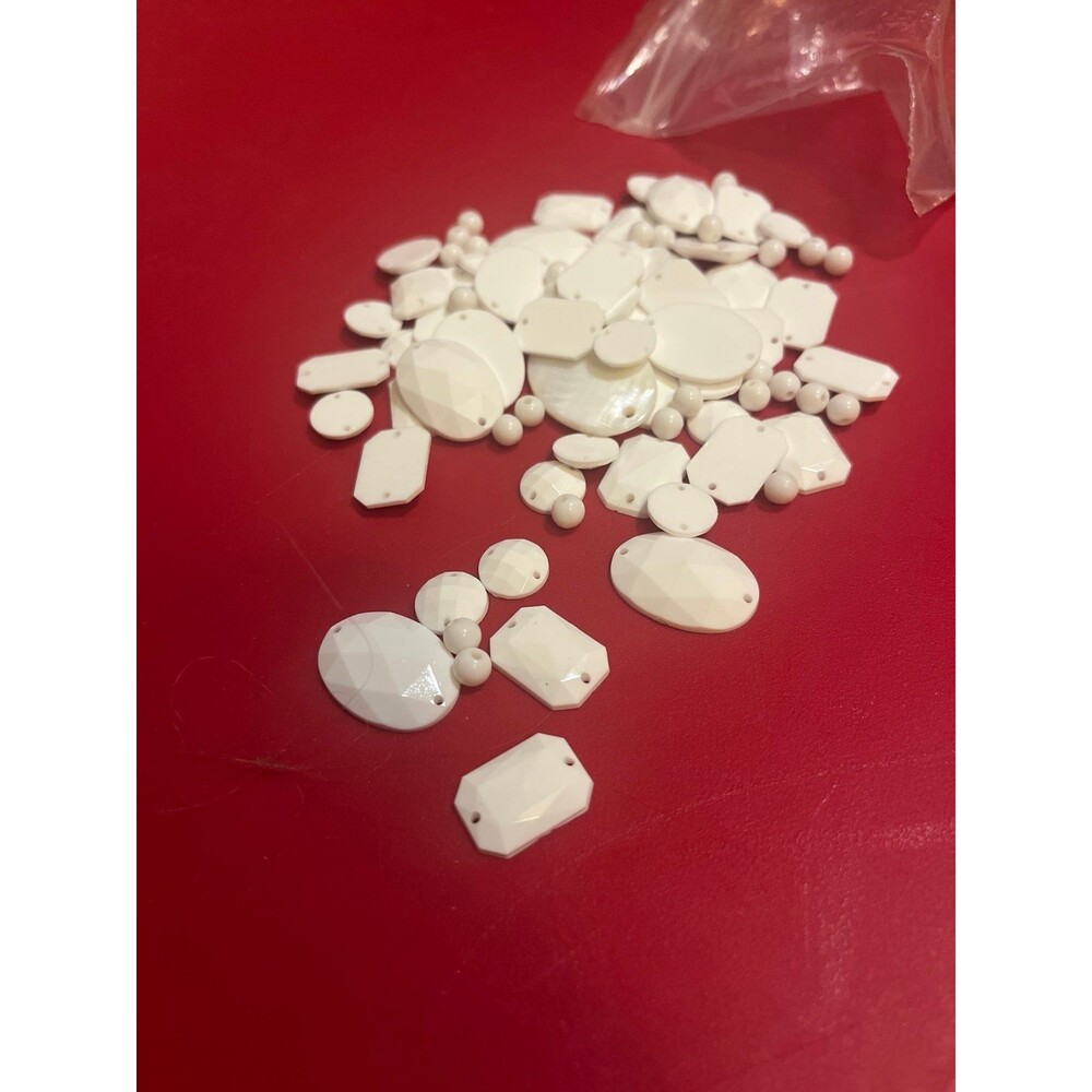 Assorted lot white craft Assorted white plastic beads embellishment